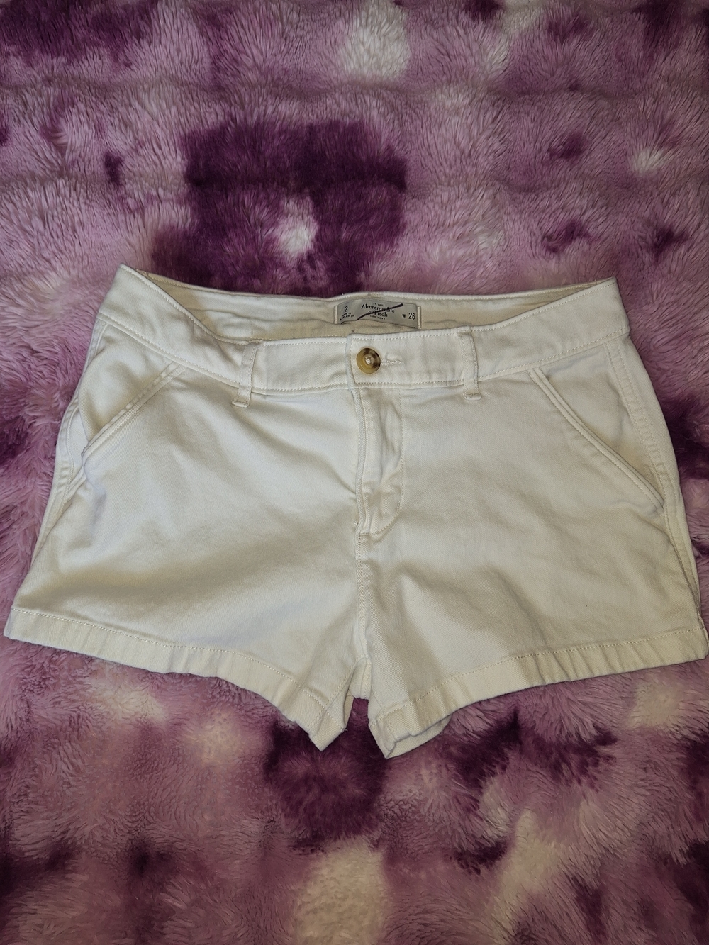 Abercrombie & Fitch White Cotton Denim Shorts